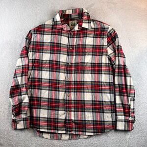Kiel James Patrick Cozy Cabin Flannel Shirt Mens L Red White Plaid Vermont Xmas